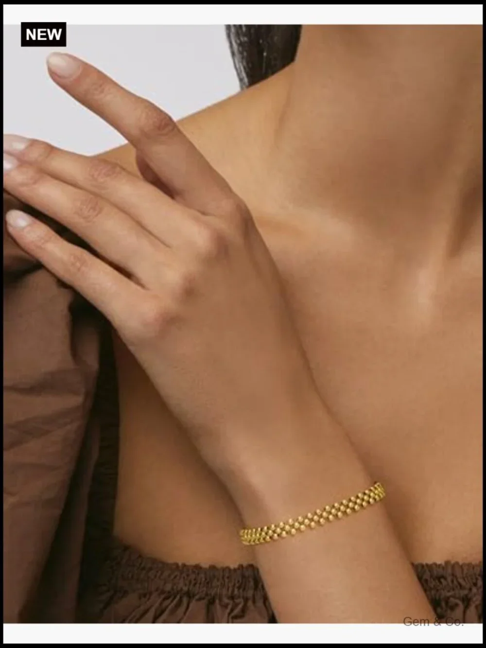 3-Layer Woven Gold Beaded Bracelet, Stretch Stackable Yoga Jewelry